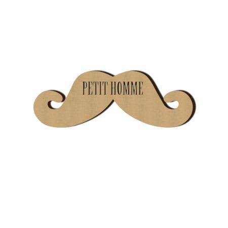 Sujet en bois médium - Moustache petit homme - 3,9 x 1,5 cm