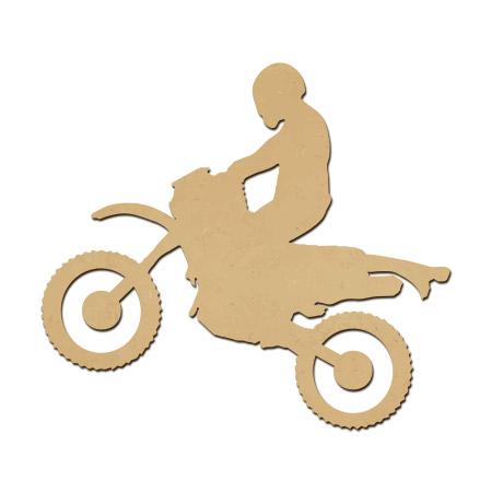 Sujet en bois médium - Motard - 4,2 x 4,7 cm