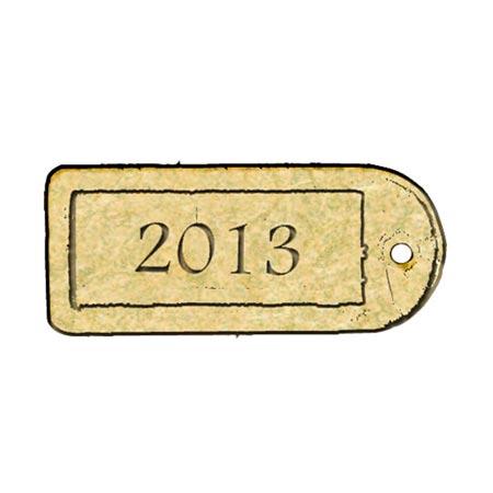Sujet en bois médium - Etiquette porte clés 2013 - 3,7 x 1,5 cm