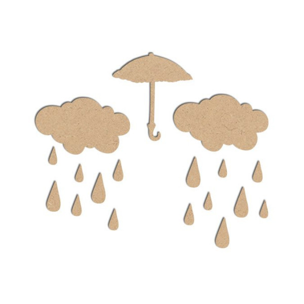 Lot pluie en bois médium - Parapluie : 4,2 x 4,6 cm
