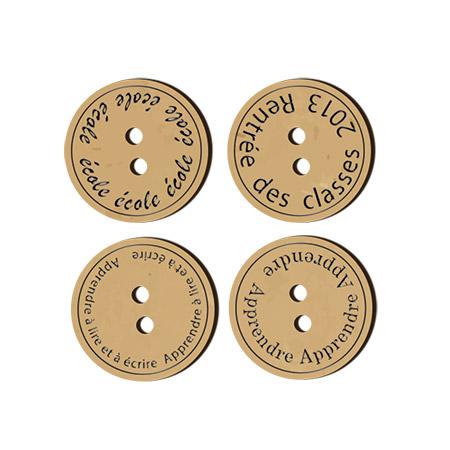 Sujet en bois médium - Ass. boutons école - 3,3*3,3 cm un sujet