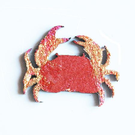 Sujet en bois médium - Crabe - 3,8 x 3,1 cm