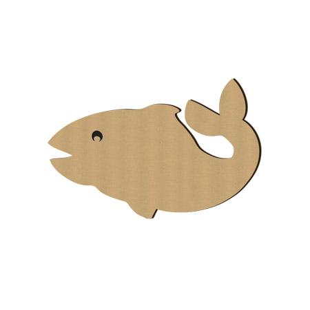 Sujet en bois médium - Poisson pêche - 3,3 x 2,5 cm