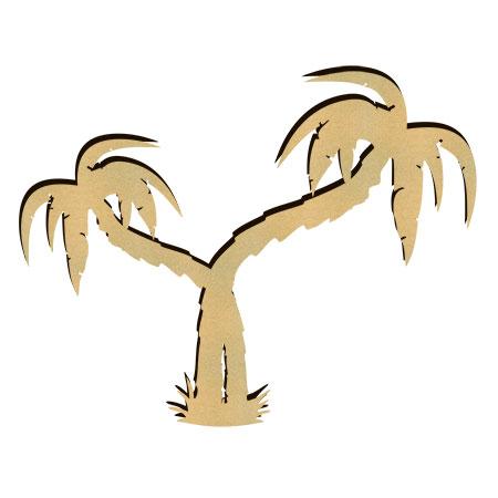 Sujet en bois médium - Deux palmiers - 5,6 x 4,3 cm
