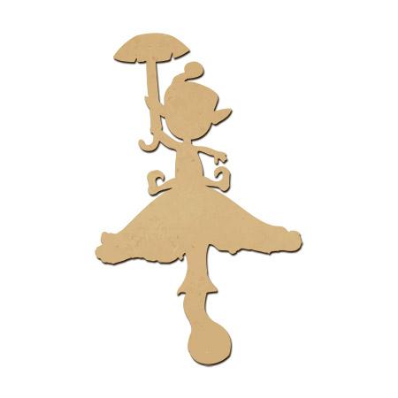 Sujet en bois médium - Lutin parapluie - 6 x 3,7 cm