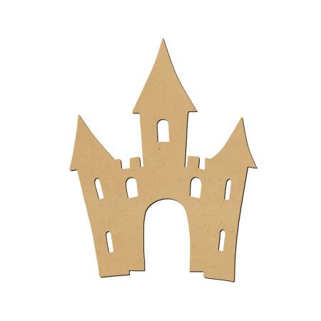 Sujet en bois médium - Petit château - 4,3 x 3,3 cm