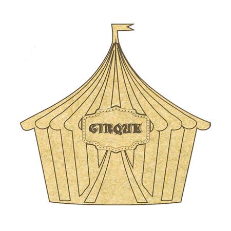 Sujet en bois médium - Chapiteau de cirque  - 7 x 6,2 cm