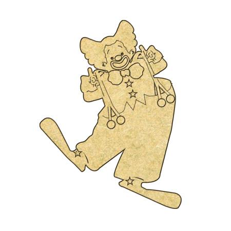 Sujet en bois médium - Clown jovial à bretelles - 7,3 x 5,8 cm