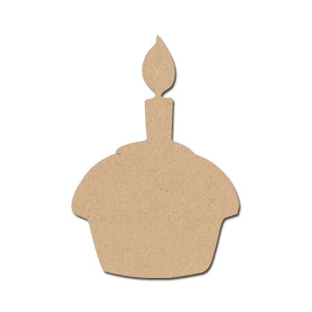 Sujet en bois médium - Cupcake bougie - 5,5 x 3,7 cm