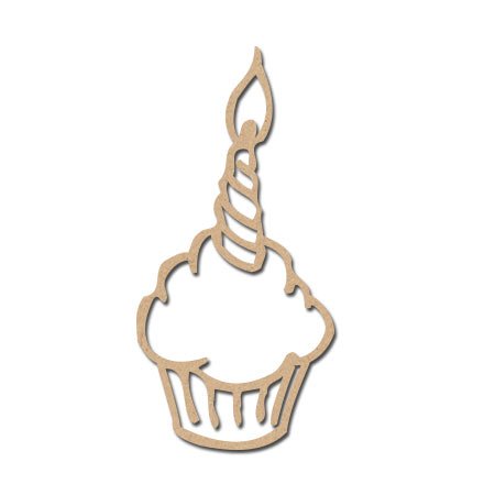 Sujet en bois médium - Cupcake bougie ajouré - 6 x 3 cm
