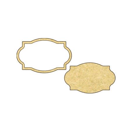 Sujet en bois médium - Cadre étiquette 2 pièces - 4,4 x 2,8 cm