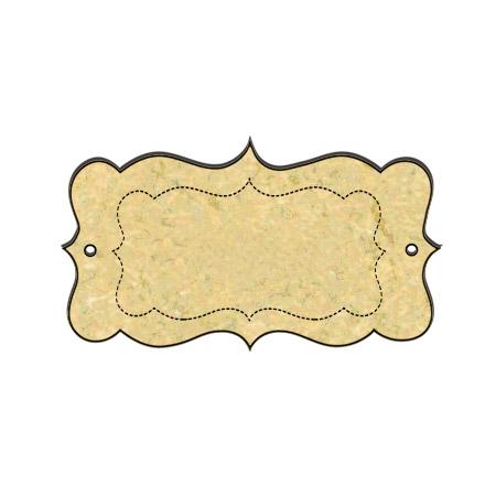 Sujet en bois médium - Etiquette pointillés - 3,5*3 cm