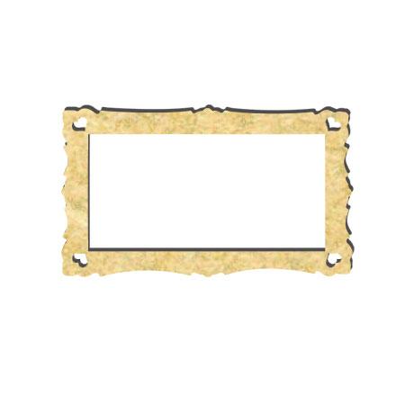 Sujet en bois médium - Cadre rectangle coeur - 7 x 4,2 cm