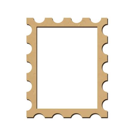 Sujet en bois médium - Cadre timbre - 10 x 8 cm