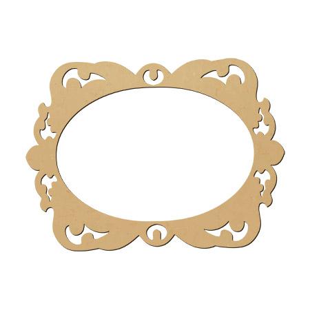 Sujet en bois médium - Cadre baroque rectangle 2 - 9,8 x 7,2 cm