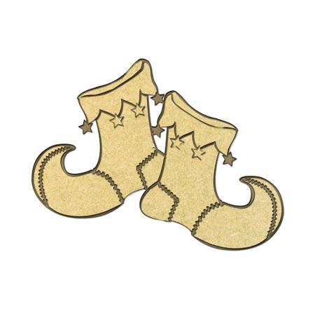 Sujet en bois médium - Chaussettes lutin - 5,7*3,5 cm