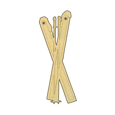 Sujet en bois médium - Skis alpins - 8,2 x 2,8 cm