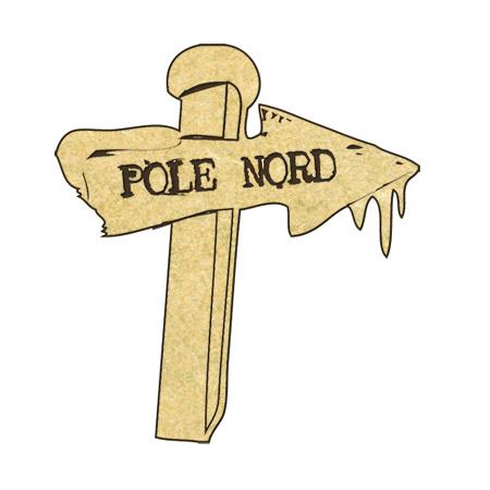 Sujet en bois médium - Panneau Pôle Nord - 5,9 x 6,4 cm