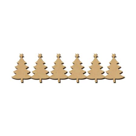 Sujet en bois médium - Frise sapins étoilé - 8 x 2 cm