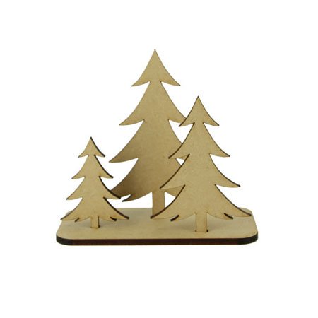 Sujet en bois médium - Forêt 3D - 9,9 x 9,5 cm