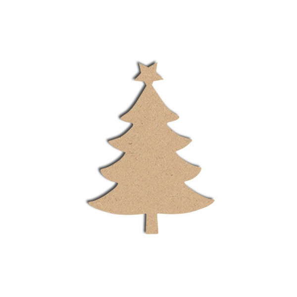 Sujet en bois médium - Sapin Etoile - 5 x 7 cm