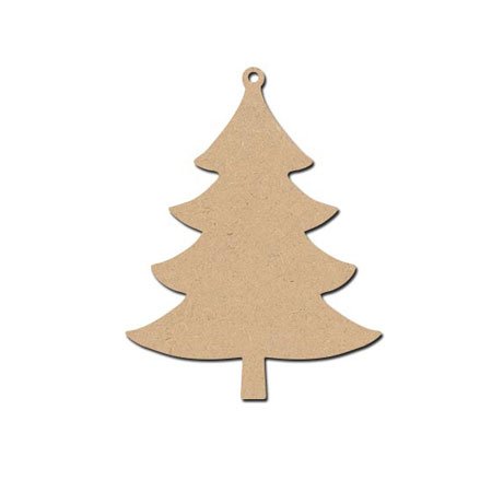 Sujet en bois médium - Sapin à Suspendre - 9,5 x 7,3 cm