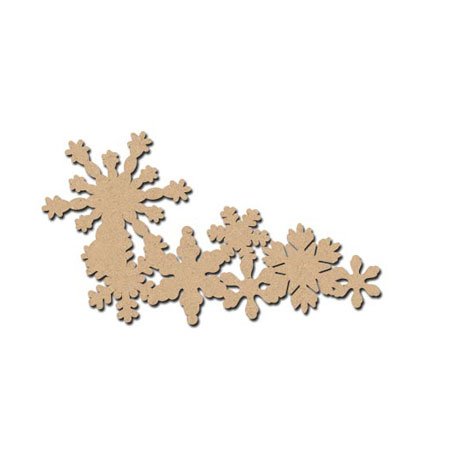 Sujet en bois médium - Frise Flocons de Neige - 10,5 x 5,7 cm