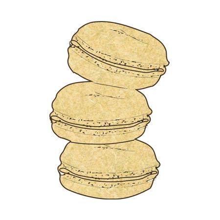 Sujet en bois médium - Trois macarons - 5,6 x 3,5 cm