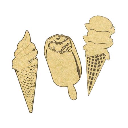 Sujet en bois médium - Mélange de Trois glaces - 3 x 1 cm la glace 3 boules
