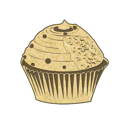 Sujet en bois médium - Petit cupcake croqué - 3,9*3,3 cm