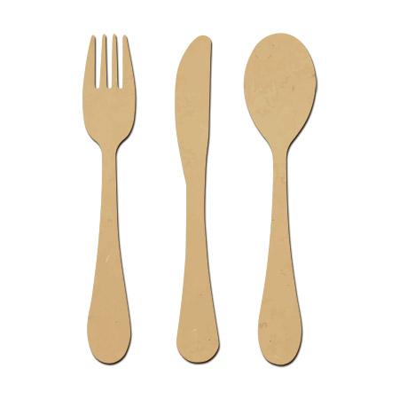 Sujet en bois médium - Ass. De trois petits couverts - 5,4 x 0,8 cm la fourchette