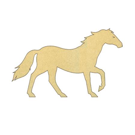 Sujet en bois médium - Cheval trot - 5,5 x 3,3 cm