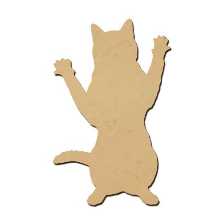 Sujet en bois médium - Chat pattes en l'air - 4,5 x 3,4 cm