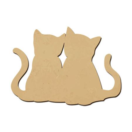 Sujet en bois médium - Deux chatons - 3,4 x 4,7 cm
