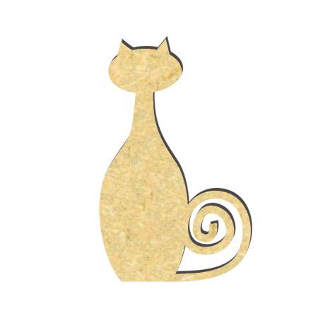 Sujet en bois médium - Chat quille - 3,9 x 2,5 cm