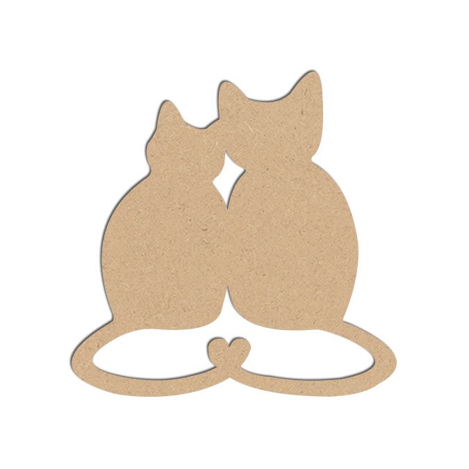 Sujet en bois médium - Chats amoureux - 4,7 x 4,6 cm