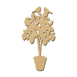 Sujet en bois médium - Un citronnier - 12 x 6,2 cm