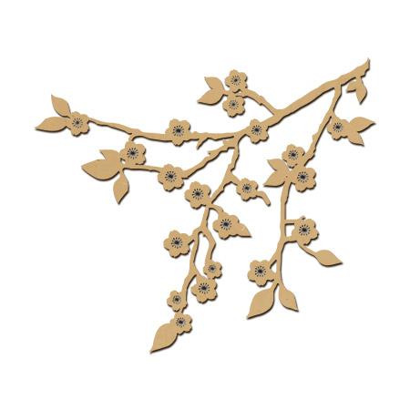 Sujet en bois médium - Une branche de Cerisier  - 10 x 8,6 cm