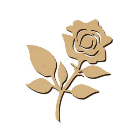 Sujet en bois médium - Une rose d' hiver - 7,3 x 5,5 cm