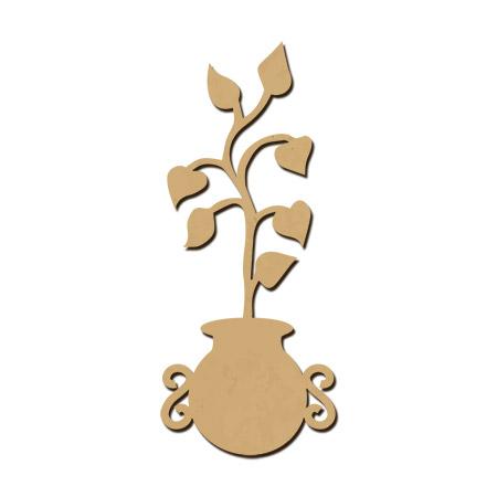 Sujet en bois médium - Pot de cœurs - 12 x 5 cm