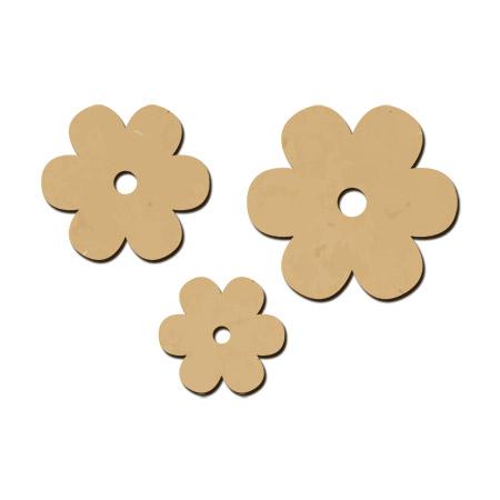 Sujet en bois médium - Ass. De trois fleurs - 4,9 x 3,2 cm la grande fleur