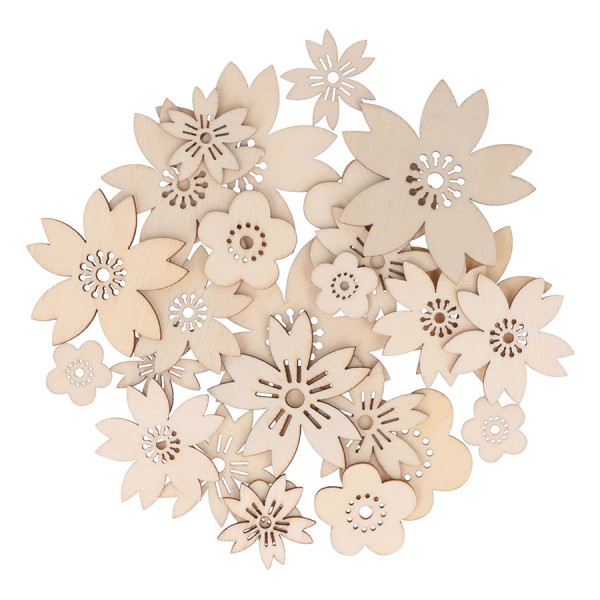 Fleurs découpées en bois Japan - 30 pcs