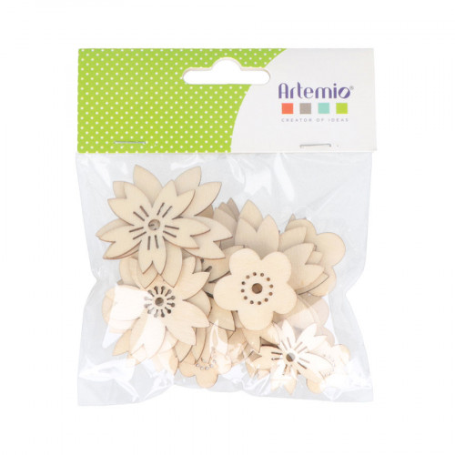 Fleurs découpées en bois Japan - 30 pcs