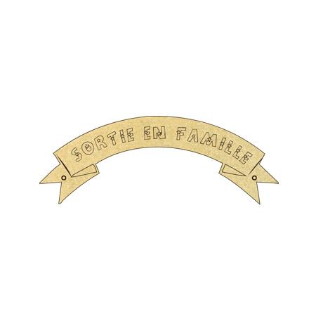 Sujet en bois médium - Bannière sortie en famille - 7,6 x 3,2 cm
