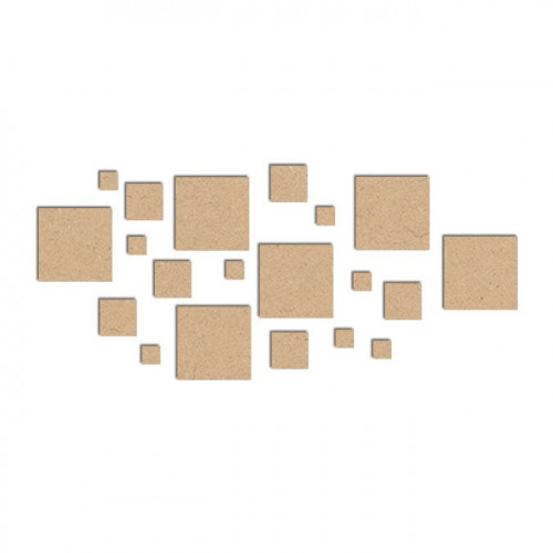 Lot de mini carrés en bois médium - Grands carrés : 2 x 2 cm