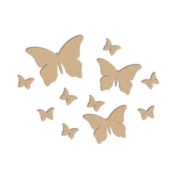 Lot de mini papillons en bois médium - Grands papillons : 4,5 x 3,3 cm