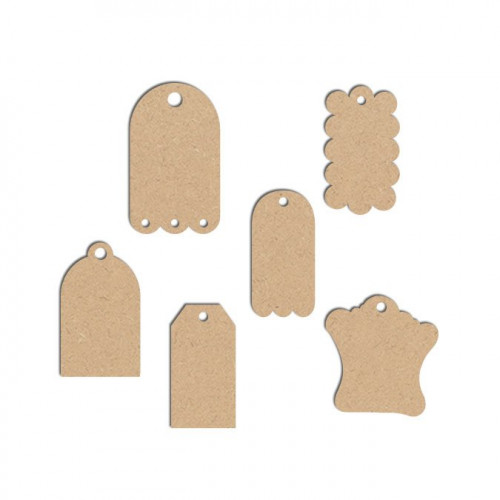 Lot de mini étiquettes en bois médium - Etiquette arrondie 4,5 x 2,6 cm
