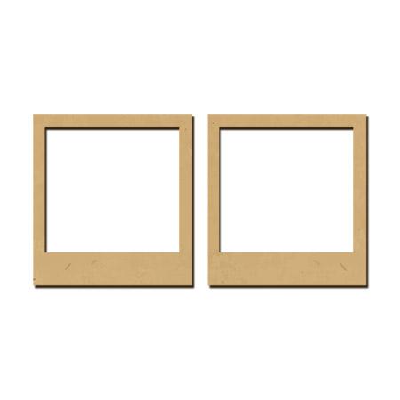 Sujet en bois médium - Ass. De deux grands polaroids - 5 x 4,7 cm un sujet