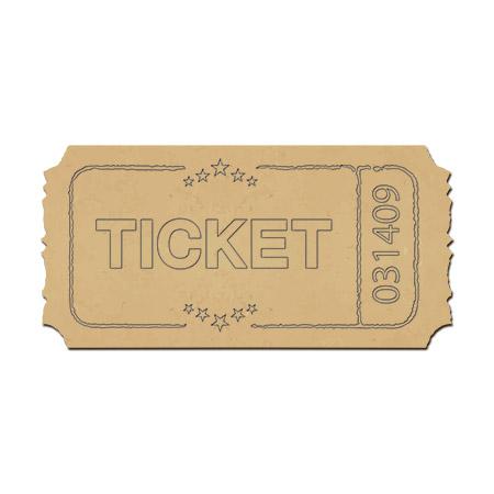 Sujet en bois médium - Ticket  - 3,5 x 1,7 cm