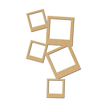 Support en bois médium - Ribambelle de cinq polaroids - 24,8 x 17,2 cm